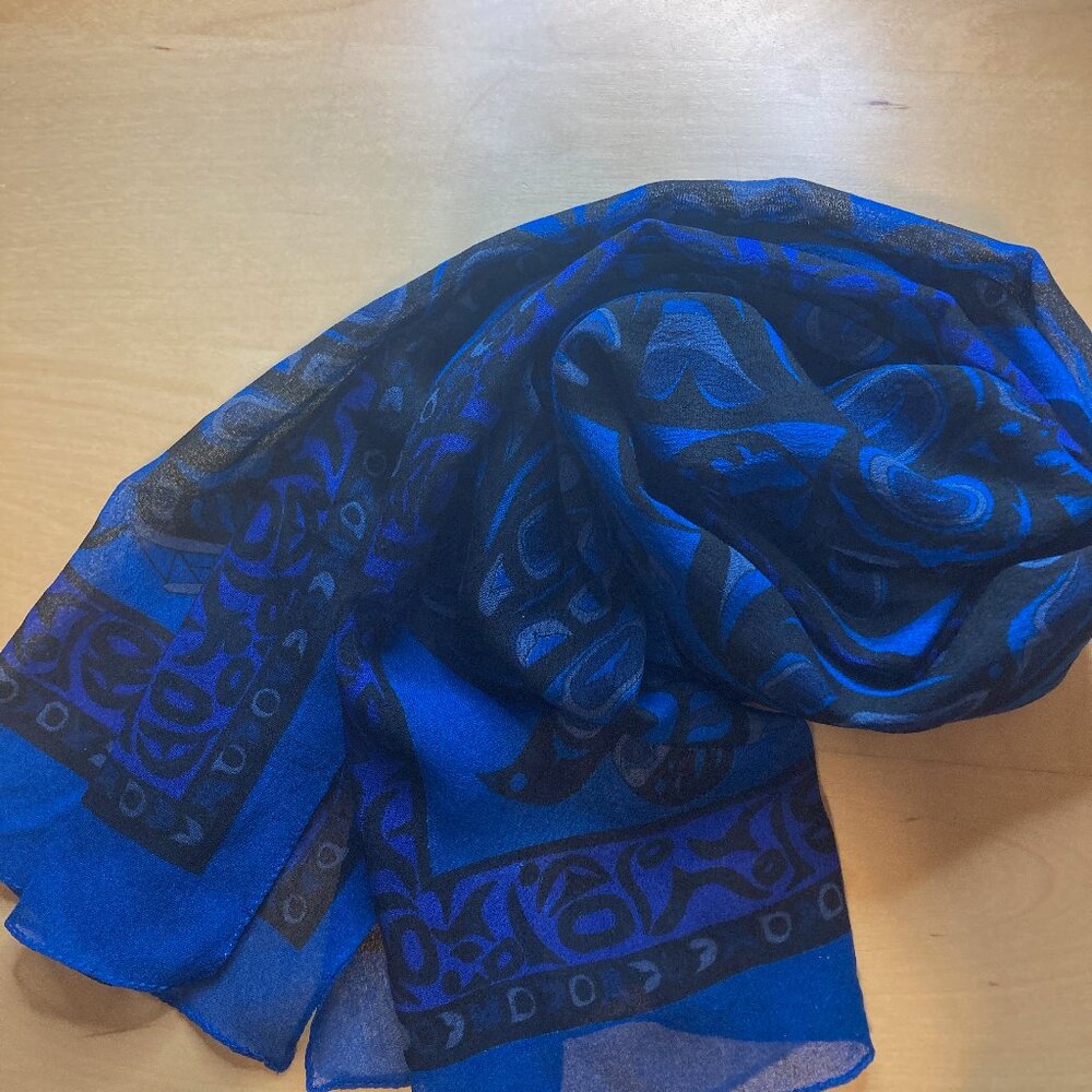 Indigenous Design Blue and Black Scarf